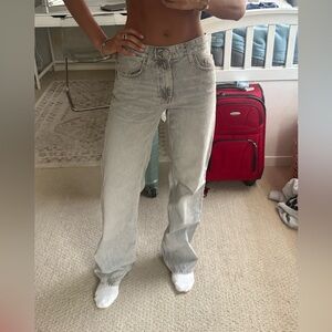 Zara Light Gray Straight Leg Jeans